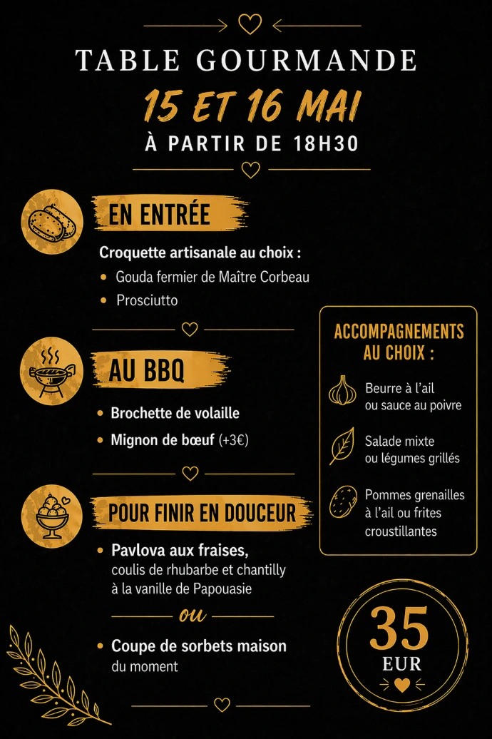 menu table gourmande